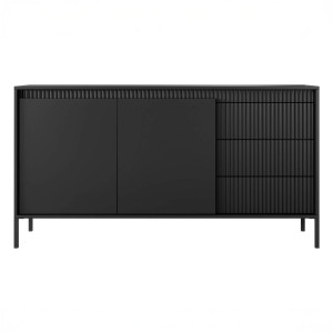 Komoda ryflowana SENSO 153 2D3S (B) | Czarny | SZYBKA WYSYŁKA