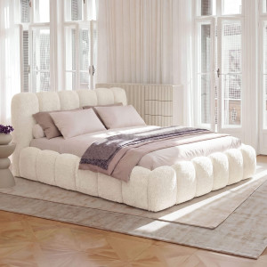 Łóżko tapicerowane z pojemnikiem SFG0200 | 160x200 | Boucle | Biały #2