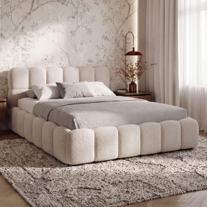 Łóżko tapicerowane z pojemnikiem 4583G| 180x200 | Boucle | Biały #6