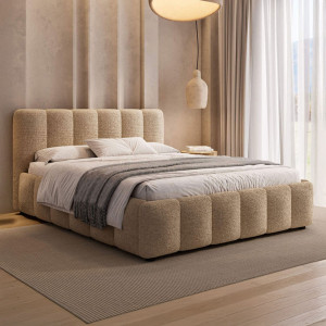 Łóżko tapicerowane z pojemnikiem 4578G | 180x200 | Boucle | Beż #8 | OUTLET