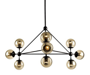 Lampa wisząca PLANETARIO 10 czarna - klosze dymione