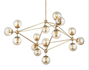 Lampa wisząca PLANETARIO 15 GOLD złota - klosze szronione