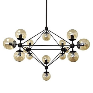 Lampa wisząca PLANETARIO 15 czarna - klosze dymione