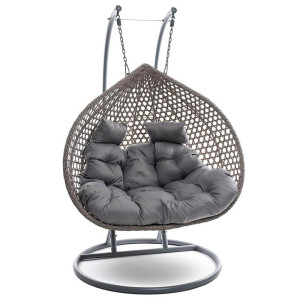 Fotel wiszący ogrodowy 2 osobowy SC-028 | Szary | OUTLET