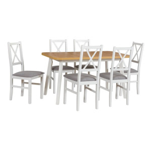 Zestaw stół OSLO 6 + 6 krzeseł drewnianych NILO 12
