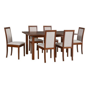 Zestaw stół MODENA 2 + 6 krzeseł drewnianych ROMA 4