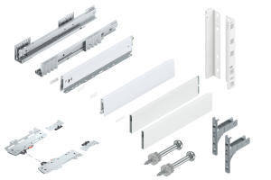 BLUM Szuflada Merivobox 400 Wysoka E pelny bok Tip-On Biała 40kg