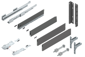 BLUM Szuflada Merivobox 550 Wysoka E pelny bok Tip-On Antracyt 70kg