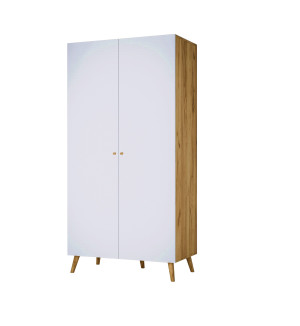 Szafa TAMPERE dąb craft złoty/biała z drażkiem i półkami 80-120 cm