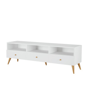 Szafka RTV AHOLA biały w stylu skandynawskim 100-180 cm