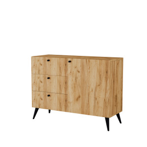 Komoda KUHMO dąb craft złoty na nóżkach 90-120 cm