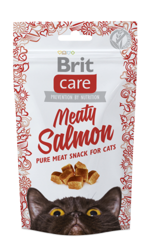 Brit Care Cat Meaty Snack Salmon półmiękkie przysmaki z łososiem 50g Mięsne kąski o smaku łososia dla kotów