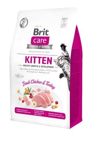 Brit Care Cat Grain-Free Kitten, kurczak i indyk, 400 g Pełnoporcjowa karma sucha dla kociąt