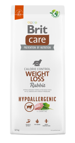 Brit Care Dog Hypoallergenic Weight Loss, królik i ryż, 12 kg Hipoalergiczna karma dla dorosłych psów wszystkich ras z problemami z nadwagą