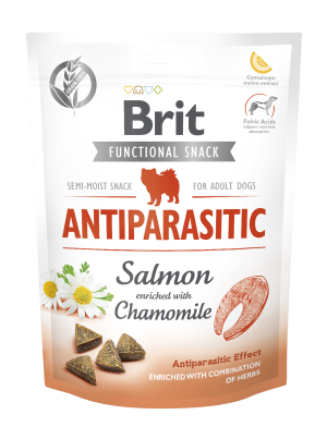 Brit Care Dog Functional Snack Antiparasitic, łosoś i rumianek, 150 g Funkcjonalna karma uzupełniająca dla psów dorosłych
