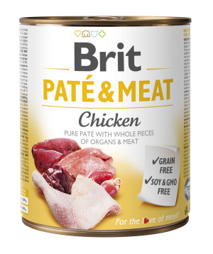 Brit Paté & Meat, kurczak, 800 g Pełnowartościowa karma mokra dla psów