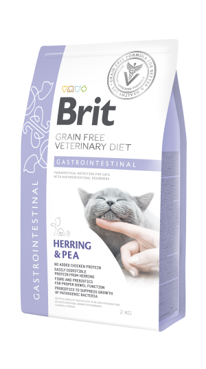 Brit Veterinary Diets Cat Grain-free Gastrointestinal, śledź i żółty groszek, 2 kg Dietetyczna karma dla kociąt i kotów dorosłych z problemami przewod