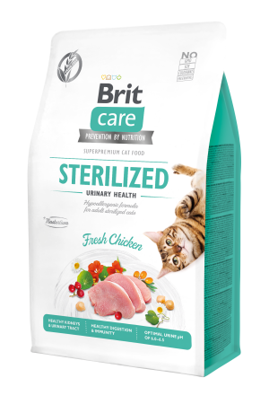 Brit Care Cat Grain-Free Sterlized Urinary Health, kurczak, 400 g Pełnoporcjowa karma sucha dla dorosłych kotów sterylizowanych