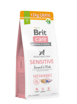 Brit Care Sustainable Sensitive, owady i ryba, 12 + 2 kg Pełnoporcjowa karma dla dorosłych psów wszystkich ras o wrażliwej skórze i sierści