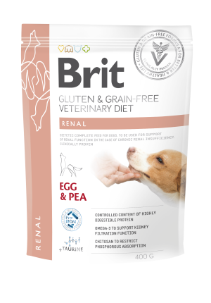 Brit Veterinary Diets Dog Grain Free Renal, żółty groszek i jajka, 400g Dietetyczna karma dla psów z zaburzeniami funkcji nerek