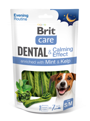 Brit Care Dog Dental & Calming Effect S/M, przysmak dentystyczny dla psa, mięta i algi Uzupełniająca karma dla psów – półmiękki dentystyczny przys