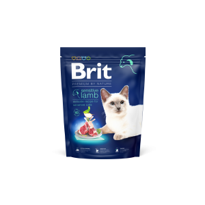 Brit Premium Cat Adult Sensitive, jagnięcina, 300 g Pełnoporcjowa karma dla kotów dorosłych z wrażliwym przewodem pokarmowym