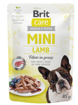 Brit Care Mini Pouch, jagnięcina, 85 g Pełnoporcjowa karma mokra dla dorosłych psów ras małych i miniaturowych