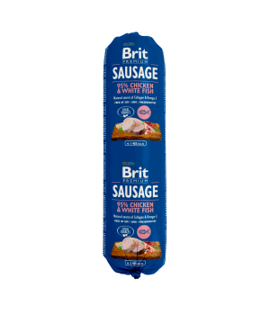 Brit Sausage, kurczak i biała ryba, 800 g Pełnoporcjowa karma mokra dla psów