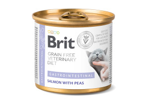Brit Grain Free Veterinary Diet Cat Gastrointestinal, łosoś i groszek zielony, 200 g Pełnoporcjowa karma dla kotów z problemami gastroenterologicznymi