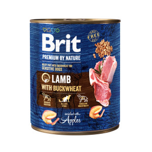 Brit Premium by Nature, jagnięcina z gryką, 800 g Pełnoporcjowa karma dla psów dorosłych wszystkich ras