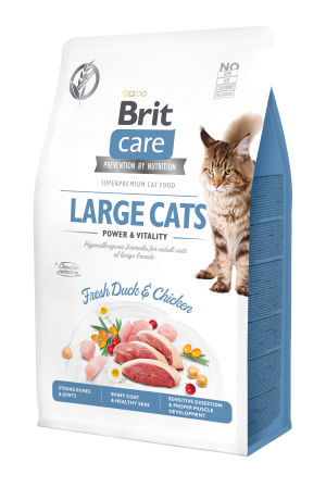 Brit Care Cat Grain-Free Large Cats, kaczka i kurczak, 400 g Pełnoporcjowa karma sucha dla dorosłych kotów dużych ras