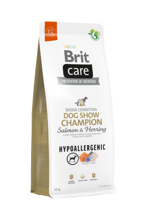 Brit Care Dog Hypoallergenic Dog Show Champion, łosoś i śledź, 12 kg Hipoalergiczna karma dla dorosłych psów wystawowych