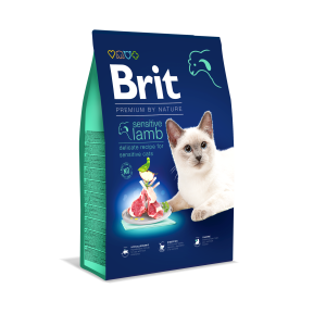 Brit Premium Cat Adult Sensitive, jagnięcina, 8 kg Pełnoporcjowa karma dla kotów dorosłych z wrażliwym przewodem pokarmowym