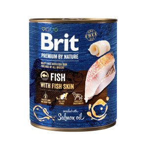 Brit Premium by Nature, smak rybny z rybią skórą, 800 g Pełnoporcjowa karma mokra dla psów dorosłych wszystkich ras