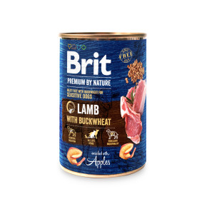 Brit Premium by Nature, jagnięcina z gryką, 400 g Pełnoporcjowa karma dla psów dorosłych wszystkich ras