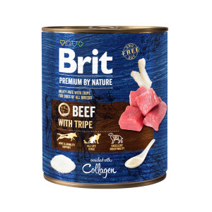 Brit Premium by Nature, wołowina z flakami, 800 g Pełnoporcjowa karma mokra dla psów dorosłych w puszce