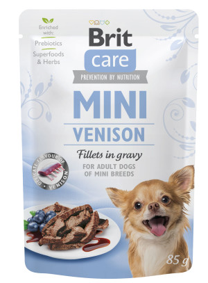 Brit Care Mini Pouch, dziczyzna, 85 g Pełnoporcjowa karma mokra dla dorosłych psów ras małych i miniaturowych