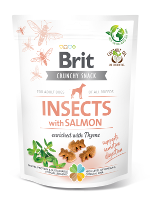 Brit Care Dog Crunchy Cracker, owady, łosoś i tymianek Uzupełniająca karma sucha dla dorosłych psów wszystkich ras
