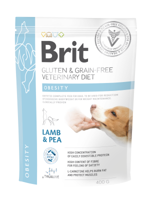 Brit Veterinary Diets Dog Grain Free Obesity, jagnięcina i żółty groszek, 400g Dietetyczna karma dla psów z nadwagą i otyłością