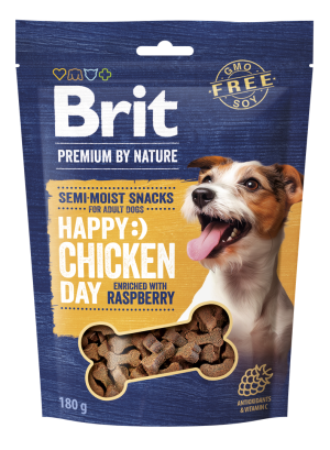 Brit Premium by Nature Semi-moist Snack, kurczak z malinami, 180 g Półwilgotna przekąska dla psów