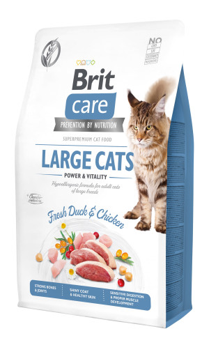 Brit Care Cat Grain-Free Large Cats, kaczka i kurczak, 2kg Pełnoporcjowa karma sucha dla dorosłych kotów dużych ras