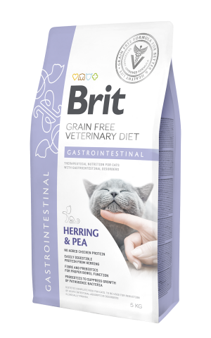 Brit Veterinary Diets Cat Grain-free Gastrointestinal, śledź i żółty groszek, 5 kg Dietetyczna karma dla kociąt i kotów dorosłych z problemami przewod