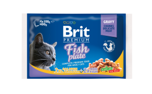 Brit Premium Cat Pouch Chunkies in Gravy Adult Fish Plate 4x100 g Mokra karma dla kota w multipaku