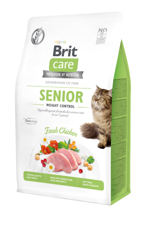 Brit Care Cat Grain-Free Senior, kurczak, 400 g Pełnoporcjowa karma sucha dla kotów starszych i sterylizowanych