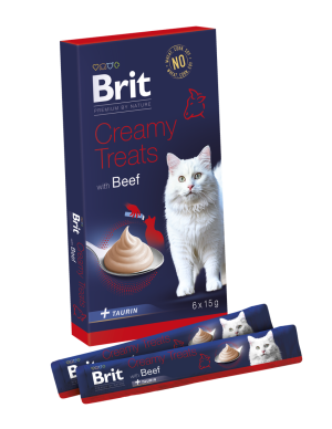 Brit Premium by Nature Cat Creamy Treats with Beef 6x15g kremowe przysmaki z wołowiną dla kotów