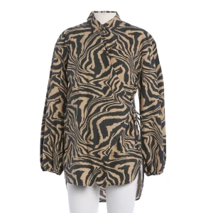 Ganni Bluse (braun, Gr. 34) Baumwolle - gebraucht, Damen, Wickelbluse mit Wickel-Optik & Puffärmel
