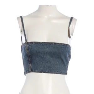 Alaia Tops (blau, Gr. 32) Baumwolle - gebraucht, Bustier mit Spaghetti-Träger & Kontrastnähte