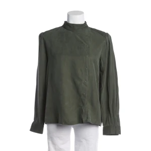 Closed Bluse S Grün (grün, Gr. S) Cupro - gebraucht, Damen asymmetrische Knopfleiste, Stehkragen
