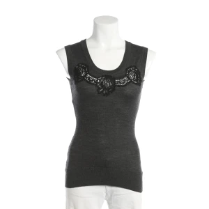 Dolce & Gabbana Tops (grau, Gr. 32) Wolle / Spitze - gebraucht, Stricktop mit Spitzenbesatz & Florale Applikationen