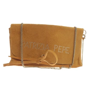 Patrizia Pepe Etui (orange) Veloursleder - gebraucht, Clutch mit Veloursleder-Oberfläche & Logo-Schriftzug aus Nieten